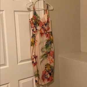 Tropical Print Midi Dress